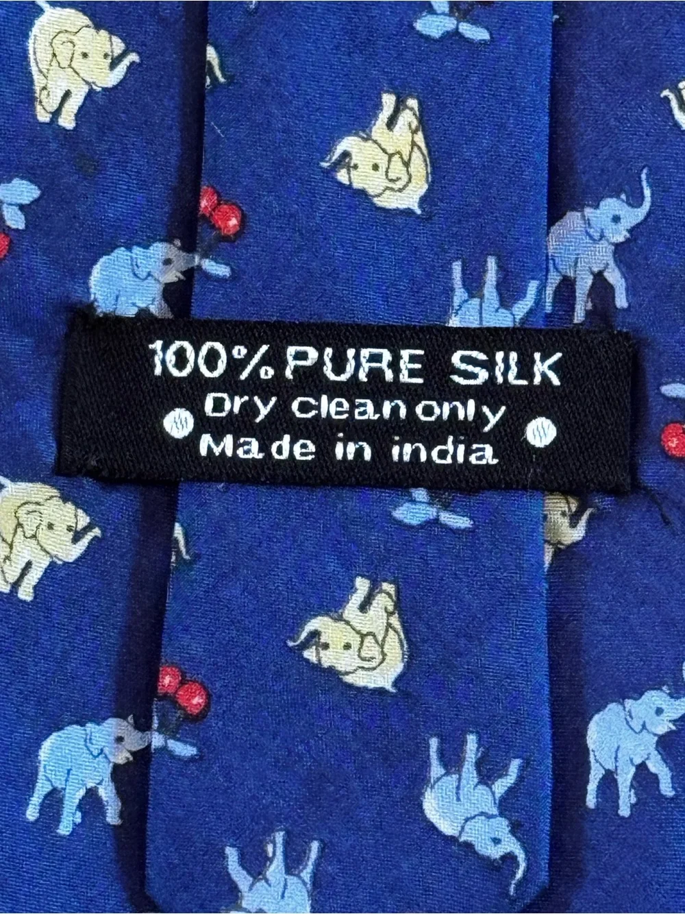 Vintage Novelty Elephant 100% Silk Tie | Blue | Made in India
